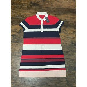 Tommy Hilfiger Womens Dress Size XL Casual Short Sleeve Striped Knee Length